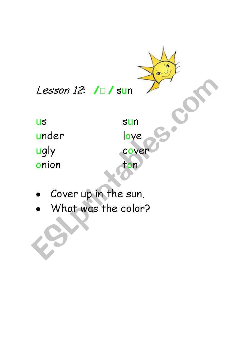 Phonetics-vowel sound /^/ worksheet